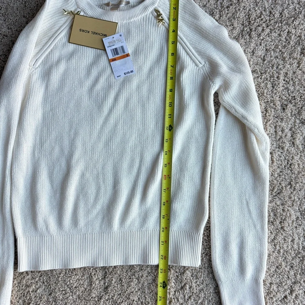 NWT Michael Kors Bone Elegant‎ White Cream Pullover Size S Sweater Winter